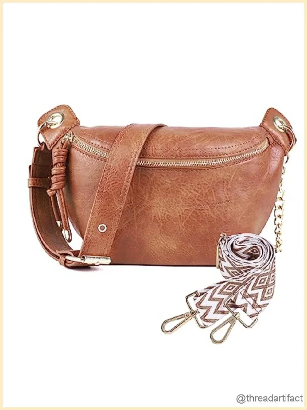 Fanny Packs Waist Bag with 2 Adjustable Strap, Faux Leather Crossbody Chest